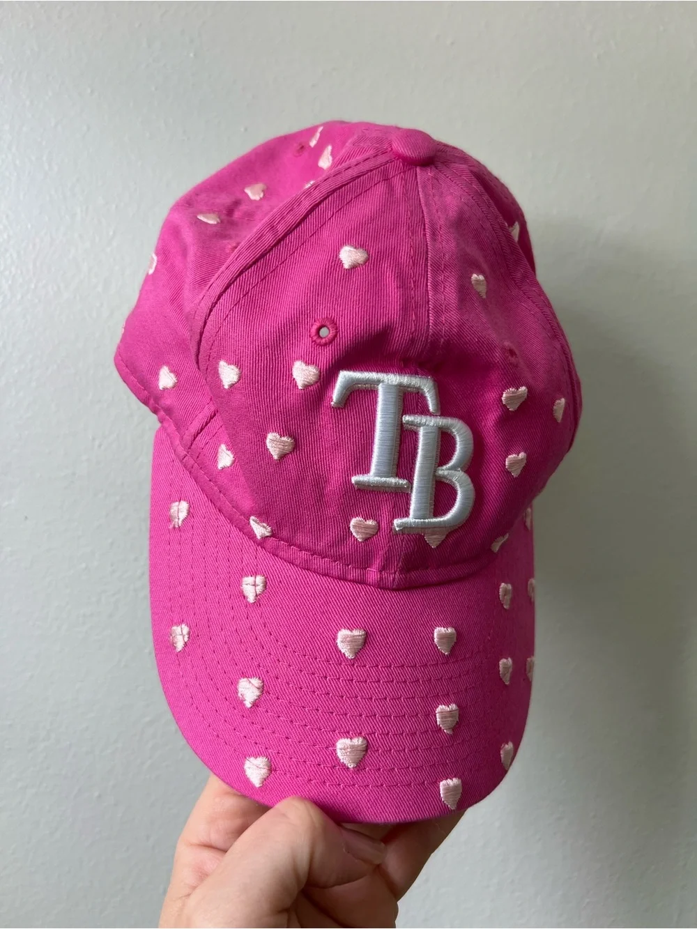 Pink Tampa Bay Rays Heart Embroidered Baseball Cap Size Youth